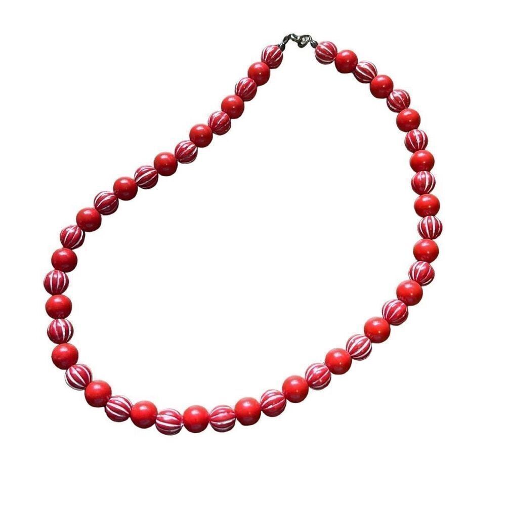 Red‎ Beaded Necklace Statement Fashion Jewelry Costume Accessory